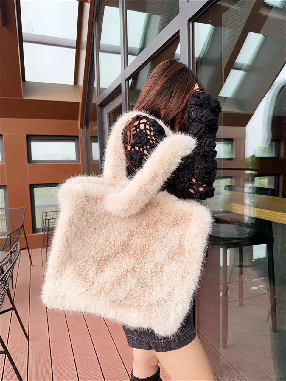Sac Fourrure Grand Fluffy Étreinte Luxe – Image 29
