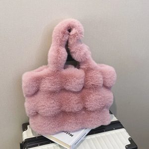 Sac Fourrure Poignée Élégance Douillette