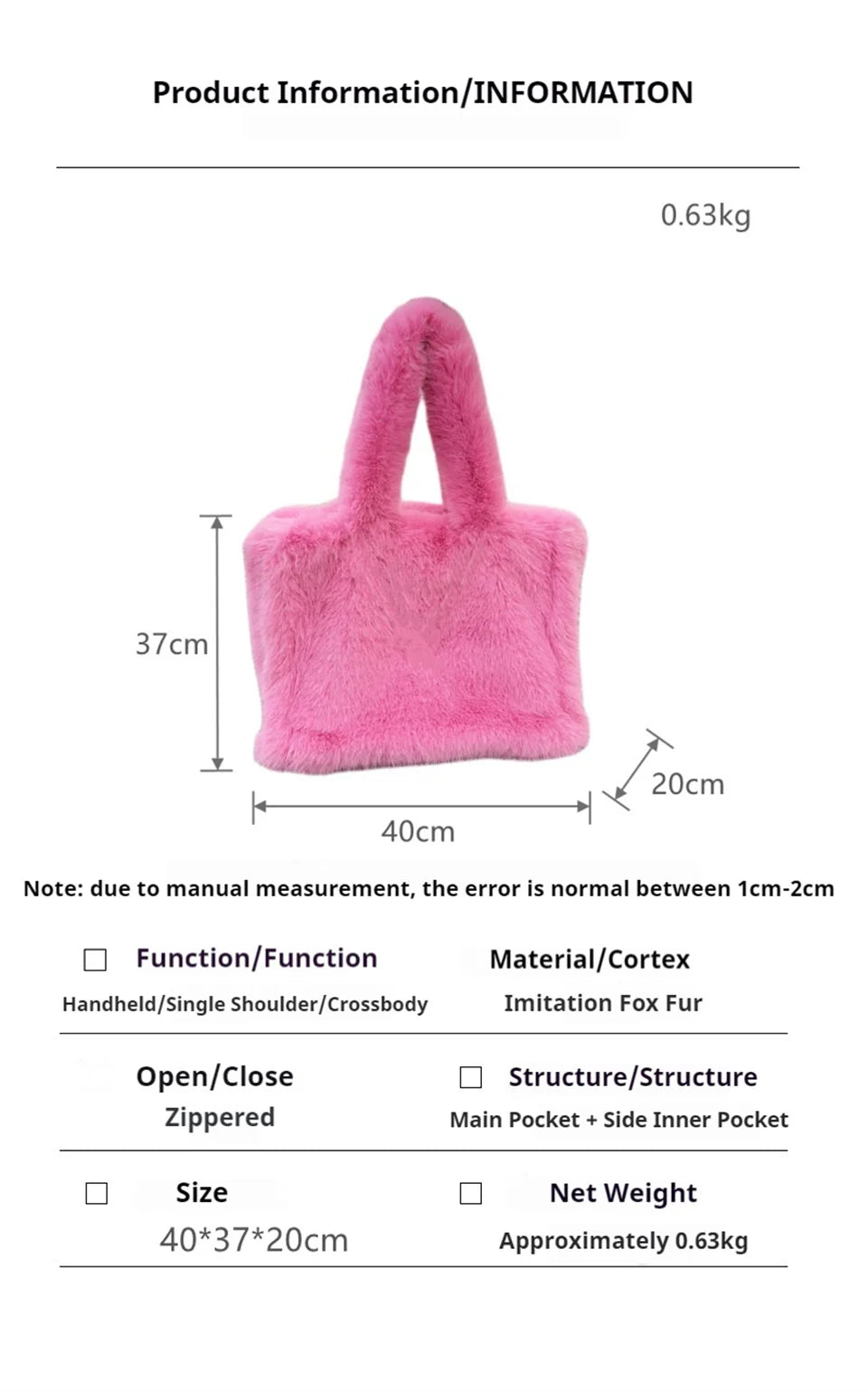 Sac Fourrure Grand Fluffy Étreinte Luxe – Image 6
